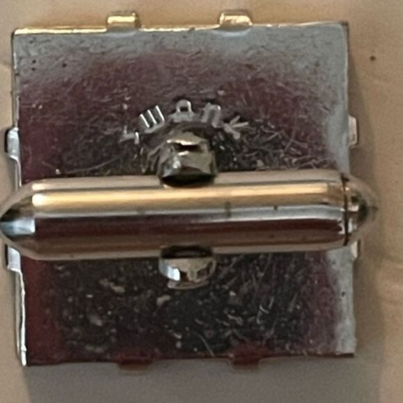 Vintage Mid-century 1950s Swank gold w/silver Atomic pattern square cuff links - Picture 8 of 12